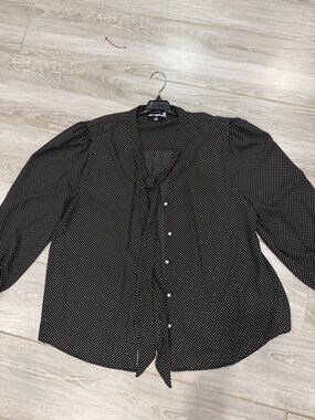 Karl Lagerfeld Black Polka Dot Button-Front Blouse XL